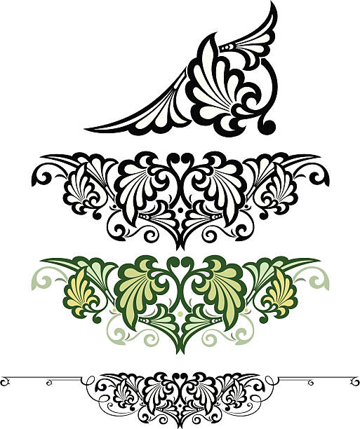 ilustraciones, imágenes clip art, dibujos animados e iconos de stock de ornamentado hoja se desplaza - celtic culture frame art nouveau victorian style