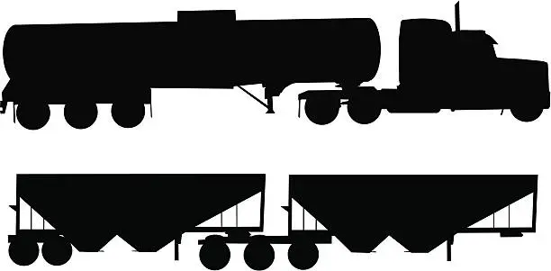Vector illustration of Semi Truck and Trailers