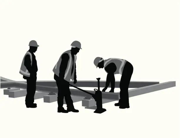 Vector illustration of Rail Construction Vector Silhouette