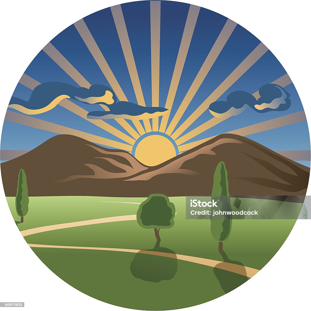 Amanecer y la puesta de sol - arte vectorial de Acabar libre de derechos