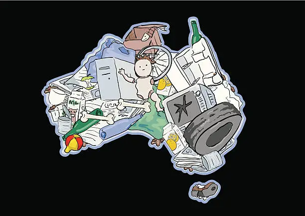 Vector illustration of Landfill, Australia  - Importance of Recycling