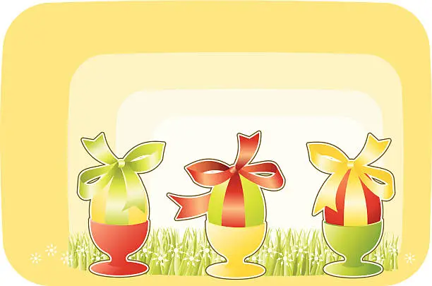Vector illustration of Eggs and ribbons