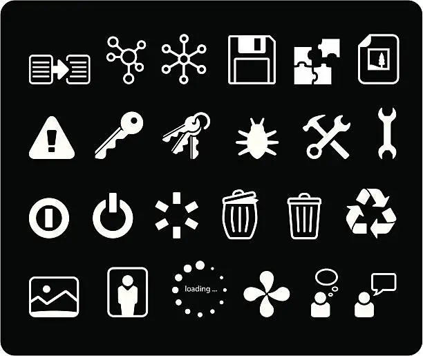 Vector illustration of Developers Icons I - White