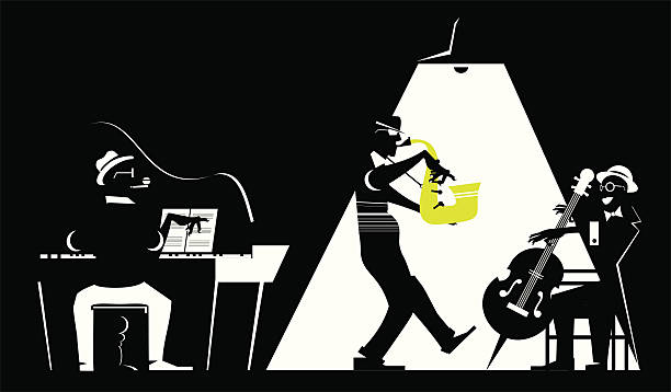 illustrazioni stock, clip art, cartoni animati e icone di tendenza di jazz tempo - musical band