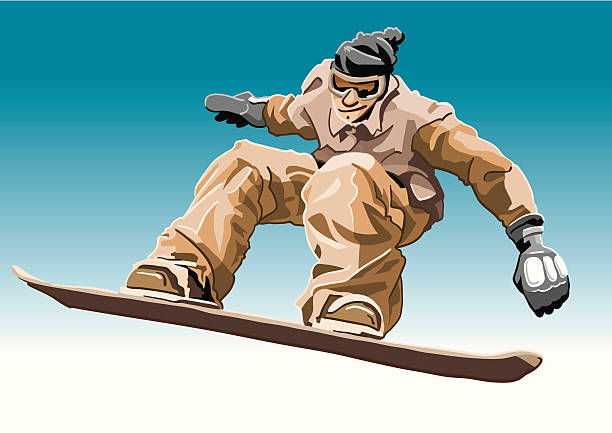 snowboarder brown - snowboard extreme sports speed motion stock-grafiken, -clipart, -cartoons und -symbole