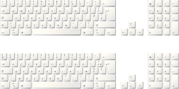 illustrazioni stock, clip art, cartoni animati e icone di tendenza di tastiera del computer: qwerty e azerty (vettore - tastiera di macchina da scrivere