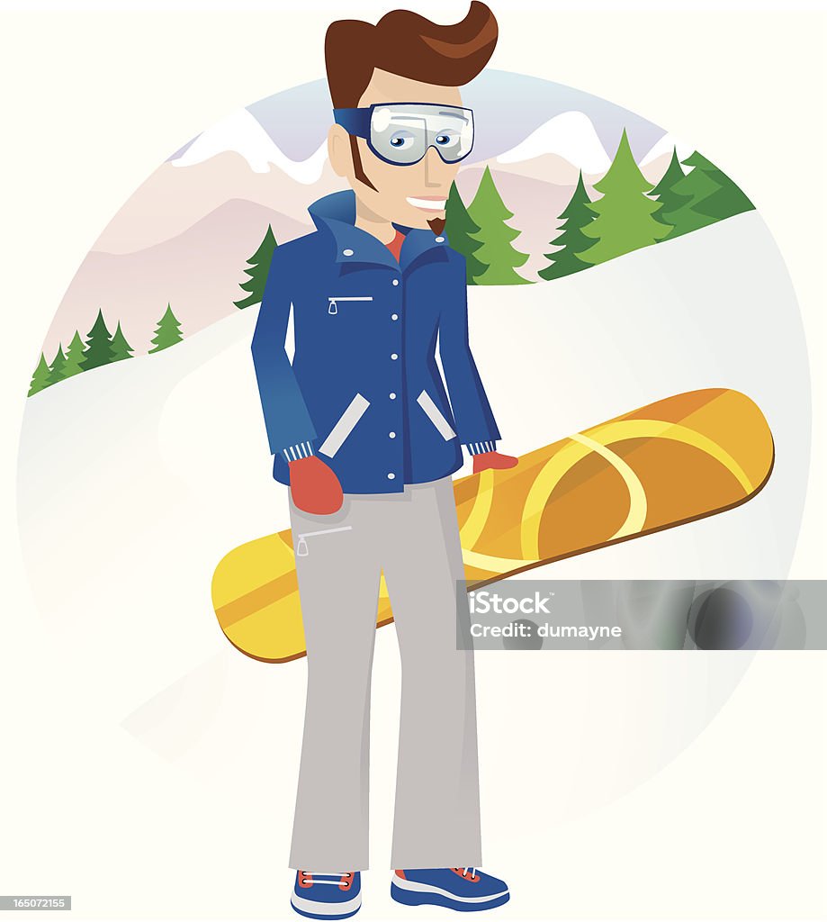Snowboard hombre - arte vectorial de Abeto libre de derechos