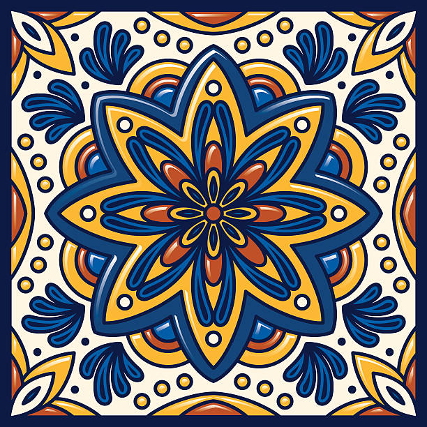 Talavera Tile A vector illustration inspired in Mexican hand-made Talavera tiles. This piece looks simple, but if you want to repeat it many times, I would suggest using a rasterized version of the tile or your vector file will end up being way tooooo complicated for most computer processors. mexican tile cross stock illustrations