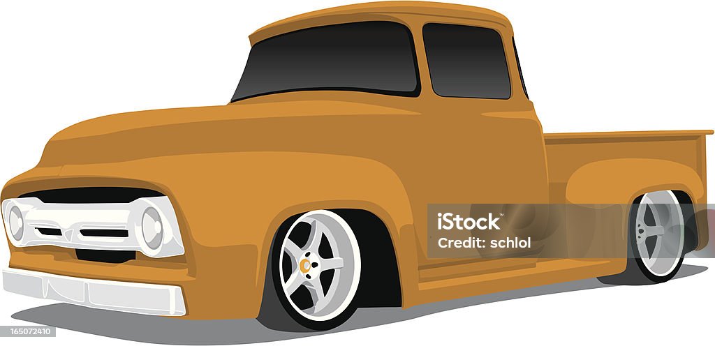 Custom 1954 Ford Truck Vector Illustration of a 1954 Ford Pickup Truck, saved in layers for easy editing.  Transportation stock vector