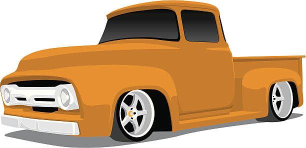 Custom 1954 Ford Truck Vector Illustration of a 1954 Ford Pickup Truck, saved in layers for easy editing.  1954 illustrations stock illustrations
