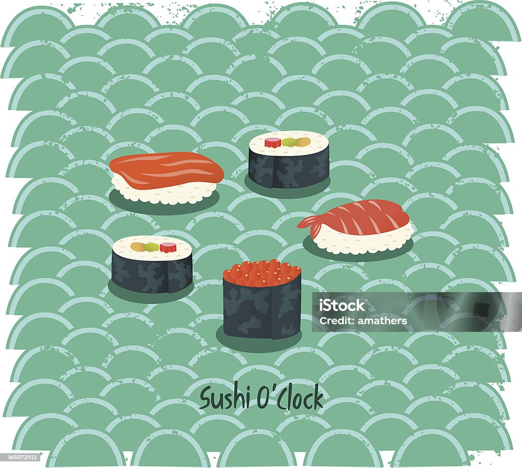 Sushi horas - Royalty-free Rolo arte vetorial