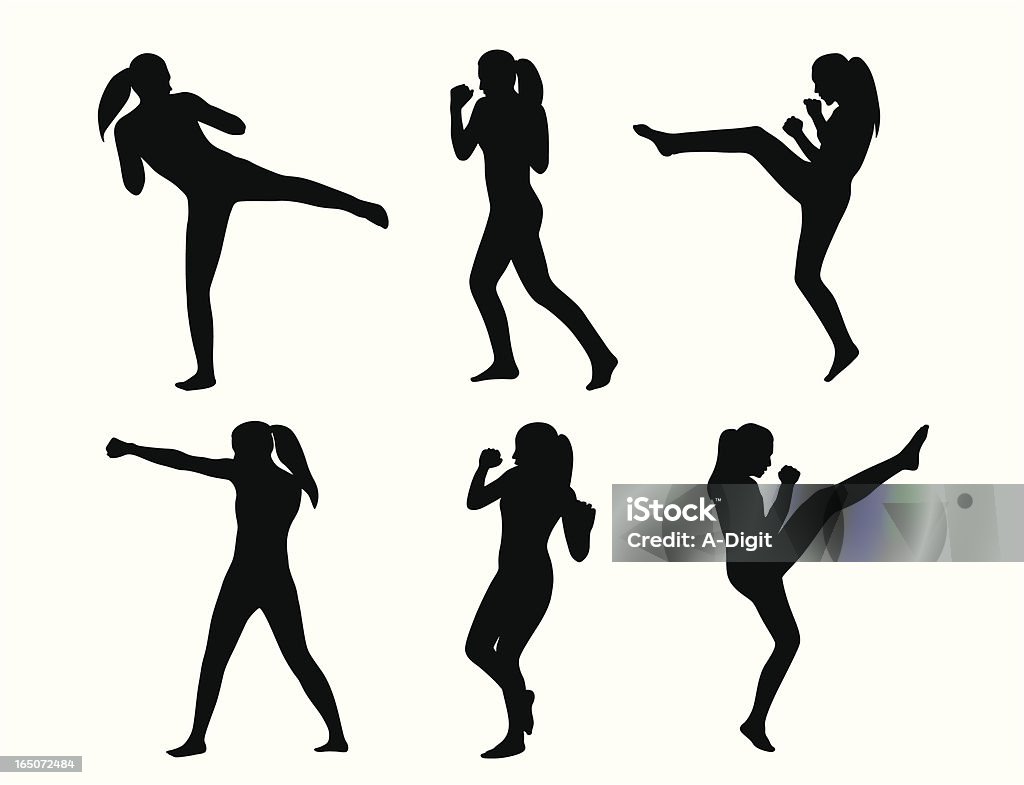 Kickboxing She Vector Silhouette A-Digit Kickboxing stock vector