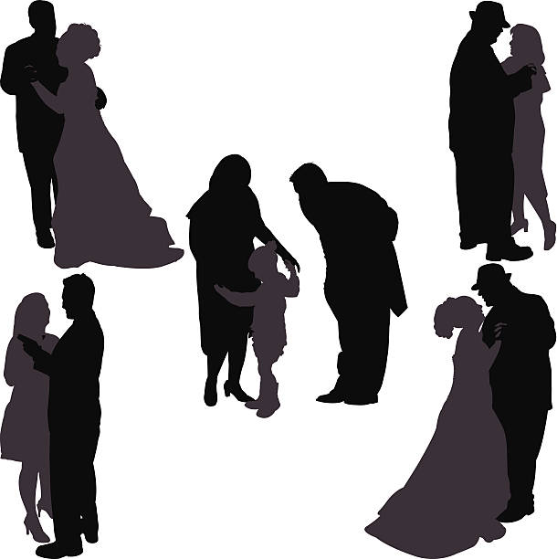 May I Have This Dance This is a silhouette set of different couples dancing the night away. This download contains an editable EPS file, as well as a large JPG file. silhouette mother child crowd stock illustrations