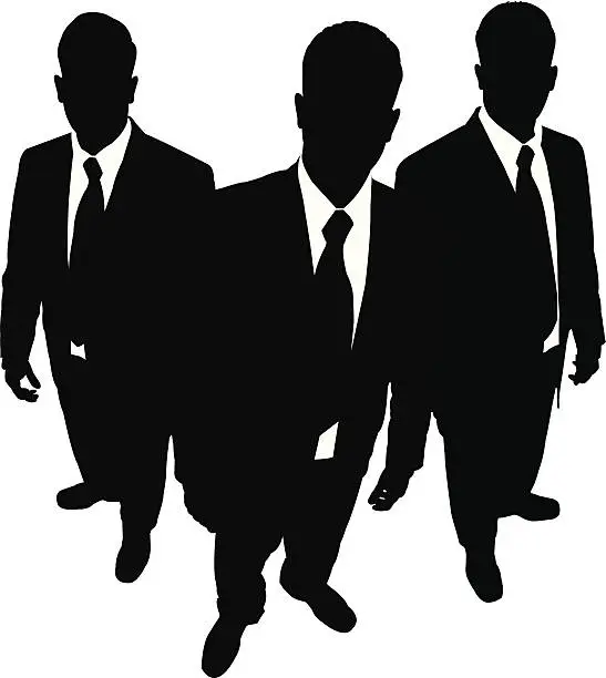 Vector illustration of Businessmen In Black From Above