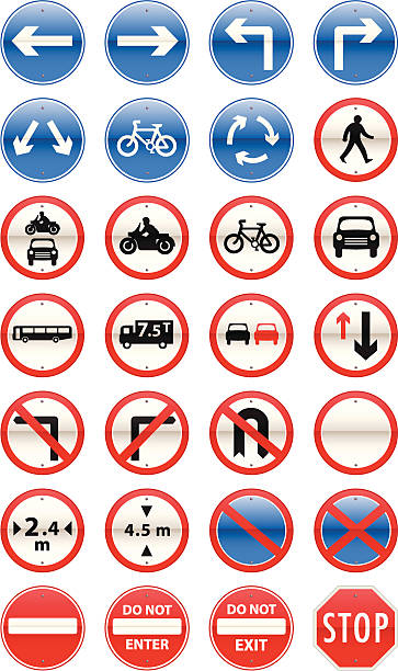 Road Signs Mandatory Series vector art illustration