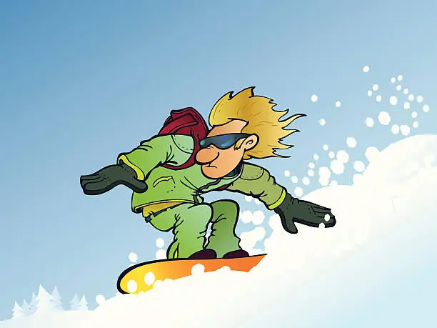 Vector illustration of Extreme snowboarder