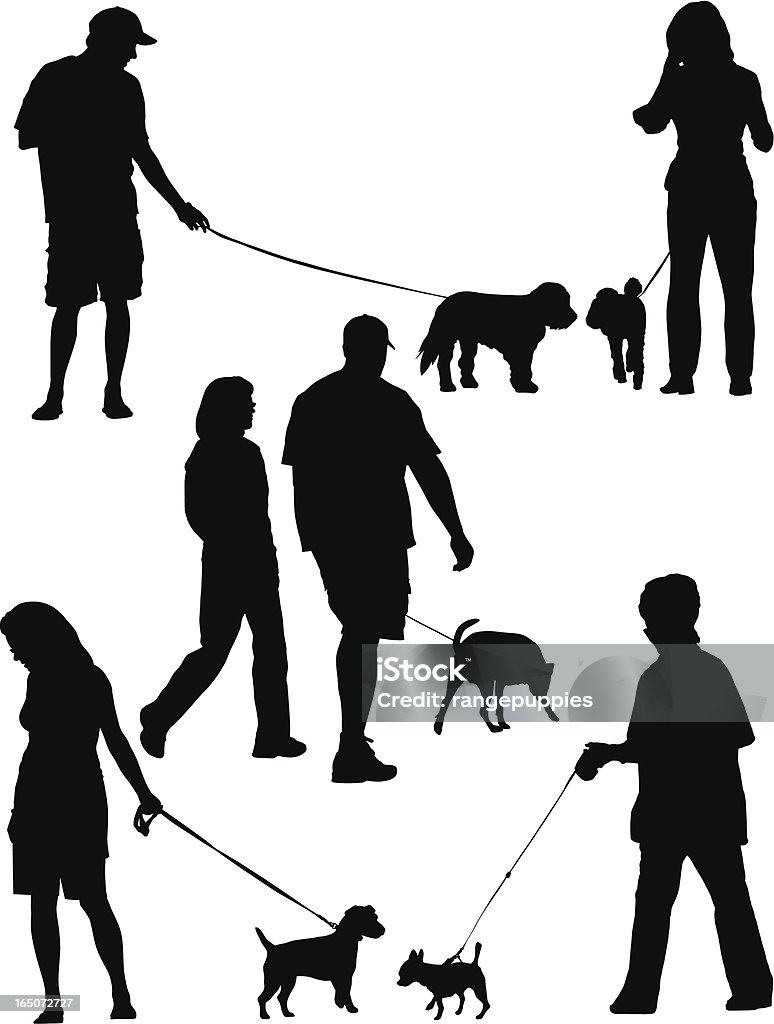Ходьба собак - Векторная графика Услуги по выгулу собак роялти-фри
