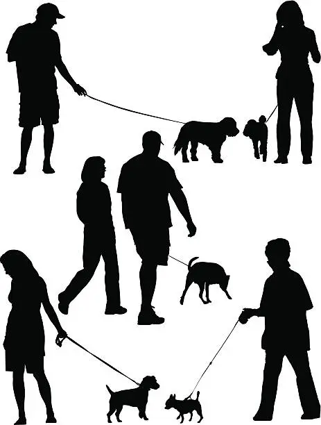 Vector illustration of Walking Dogs