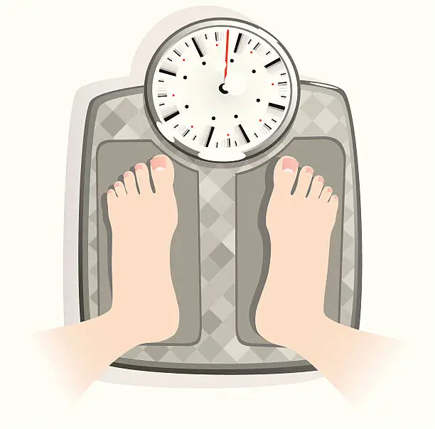 Vector illustration of Feet on weighing scales