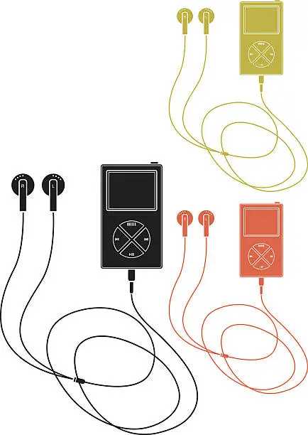 Vector illustration of Vector design of multicolored MP3 players