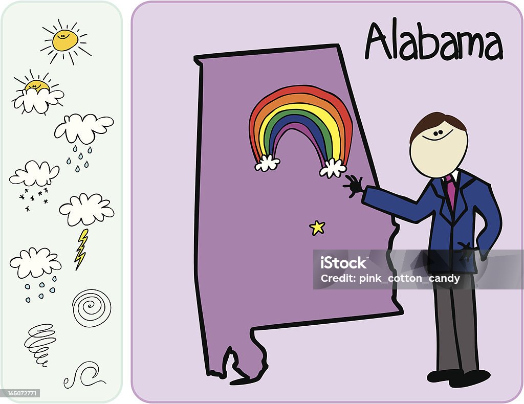 Alabama pogoda człowiek - Grafika wektorowa royalty-free (Mapa pogody)