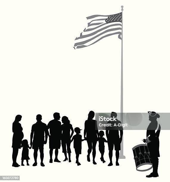 Desfile - Arte vetorial de stock e mais imagens de Bandeira - Bandeira, Bandeira dos Estados Unidos da América, Estilo colonial