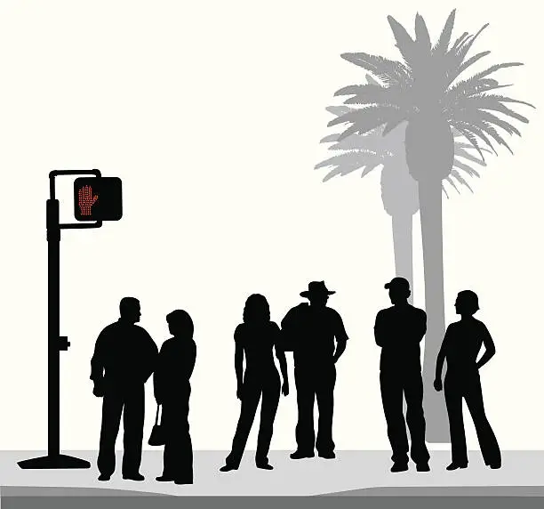 Vector illustration of Palm Street Vector Silhouette