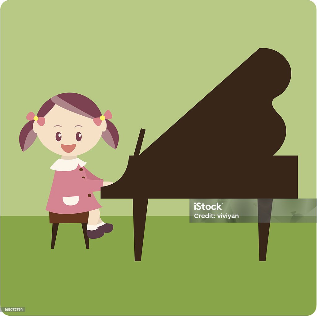 Scuola ragazza suona il pianoforte - arte vettoriale royalty-free di Donne
