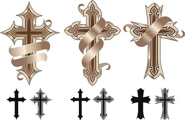 Vector illustration of Variety of cross icons on a white background