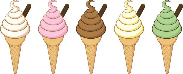 Vector illustration of Whippy Ice Cream Cones