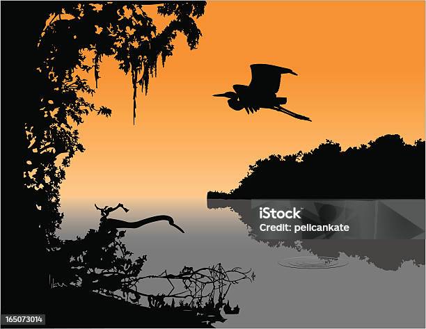 Delta Twilight Stock Illustration - Download Image Now - Spanish Moss, Swamp, Tree