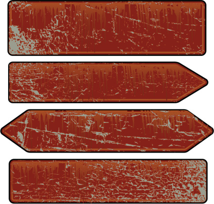 Collection of four vector illustrated rusty signs. Files included AI* eps and large .jpg.