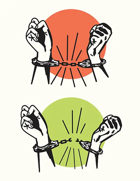 Vector illustration of Breaking Free - Handcuffs