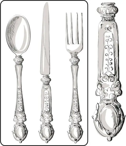 Vector illustration of Knife, Fork, and Spoon