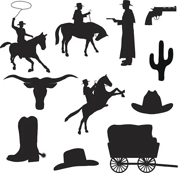 Vector illustration of Western Silhouette Collection (vector+jpg)