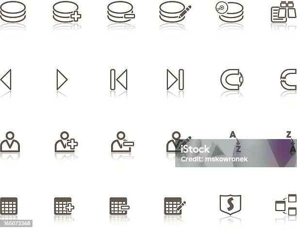 Ilustración de Gris Conjunto De Iconos De La Base De Datos y más Vectores Libres de Derechos de Doblado hacia atrás - Doblado hacia atrás, Ícono, Administrador