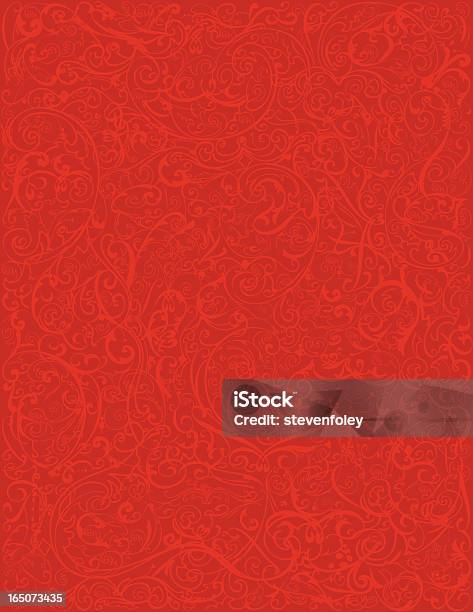Ilustración de Fondo Rojoornamentado Vines y más Vectores Libres de Derechos de Rojo - Rojo, Con textura, Fondo rojo