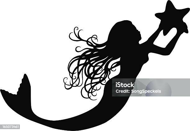 Mermaid And Starfish Stock Illustration - Download Image Now - Mermaid, Starfish, In Silhouette