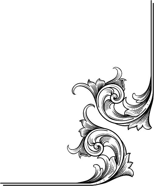 코너 scrollwork - corner arc frame swirl stock illustrations