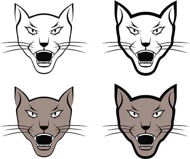 Vector illustration of Cat Face - Puma, Tiger, Lynx