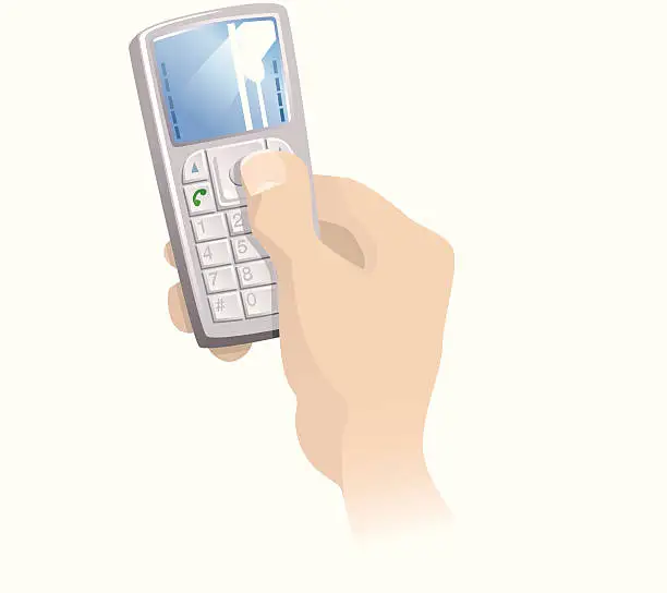 Vector illustration of Retro cellphone in hand