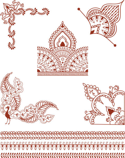 Mehndi Corner Designs (Vector) vector art illustration