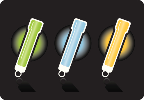 3 colored glow sticks