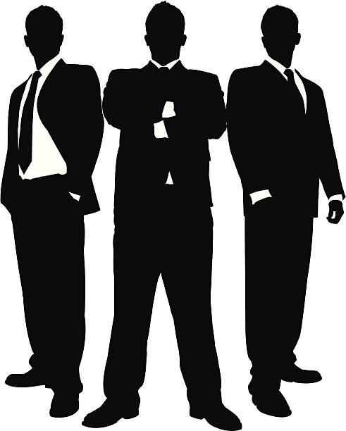 illustrazioni stock, clip art, cartoni animati e icone di tendenza di uomini d'affari in nero serie - men necktie isolated white background