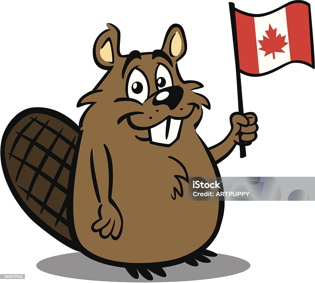 Beaver tenant Drapeau canadien - clipart vectoriel de Castor - Rongeur libre de droits