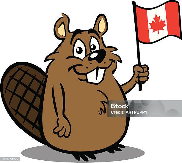 Beaver Tenant Drapeau Canadien Vecteurs libres de droits et plus d'images vectorielles de Castor - Rongeur - Castor - Rongeur, Canada, Culture canadienne