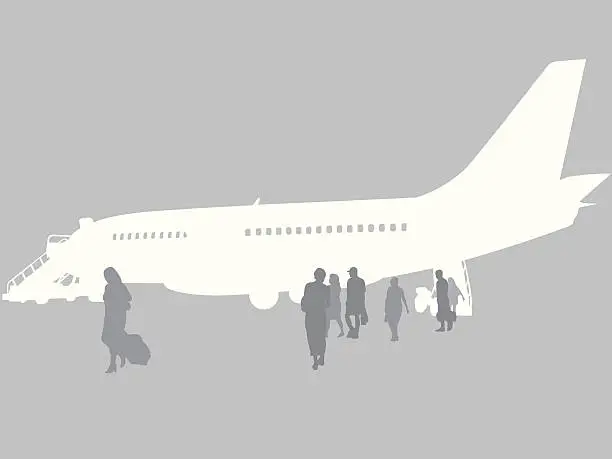 Vector illustration of Airplane Unloading