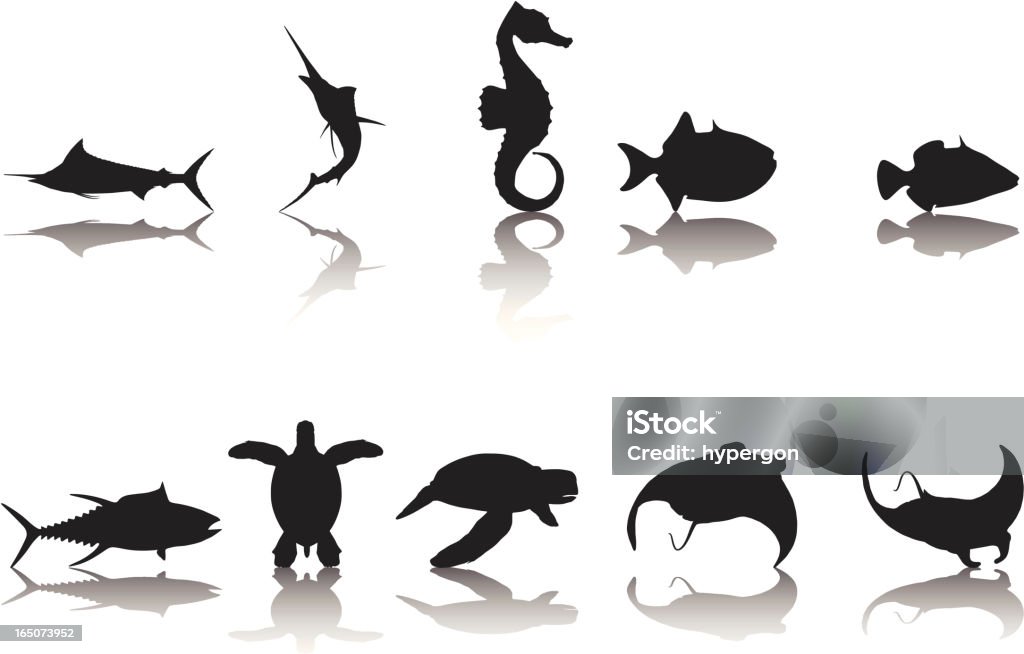 Fish Silhouette Collection File types included are ai, eps, jpg, and svg. Manta Ray stock vector