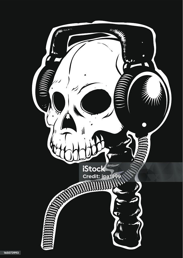 Tunes to the death Skull with earphones. Punk - Person stock vector