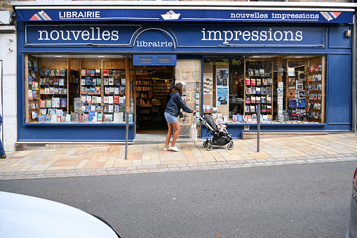 Dinard, Côte d'Émeraude, France, August 30, 2023 - The Nouvelles Impressions bookstore in Dinard, Brittany.